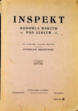 Inspekt Hodowla Warzyw Pod Szkłem 1918 r.
