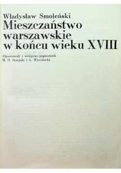 Mieszczaństwo warszawskie w końcu wieku XVIII