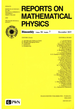 Reports on Mathematical Physics 84/3 2019 Kraj