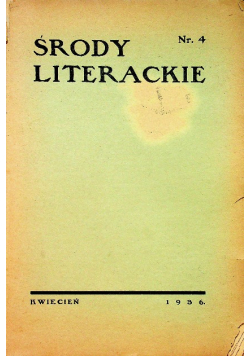 Środy literackie nr4  1936 r