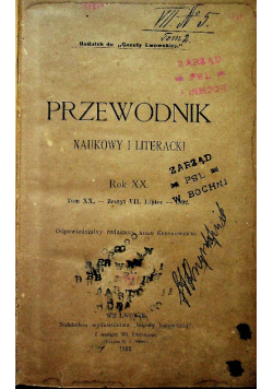 Przewodnik naukowy i literacki rok XX zeszyt VII 1892 r.
