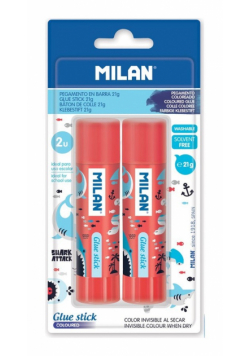 Klej w sztyfcie 21g MILAN SHARK ATTACK niebieski, 2 sztuki na blistrze