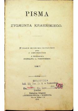 Pisma Zygmunta Krasińskiego tom 1 1875 r.