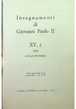 Insegnamenti Di Giovanni Paolo II Tom XV część 2 1992