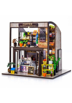 Składany Drewniany Model LED Corner Coffe House