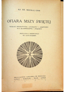 Ofiara Mszy Świętej 1933 r.