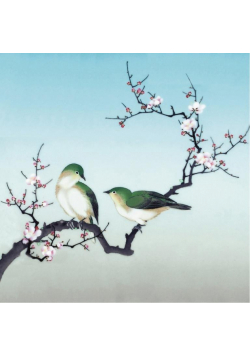 Karnet kwadrat z kopertą Plum Blossom Birds