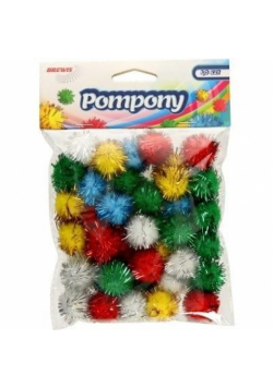 Pompony metaliczne 78szt MIX