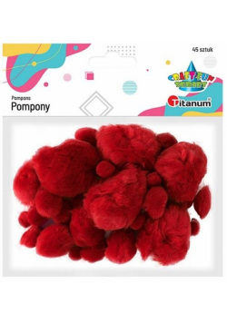 Pompony akrylowe czerwone 45szt.