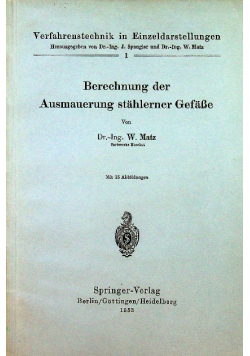 Berechnung der ausmauerung stahlerner gefasse