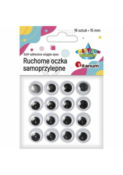 Oczy samoprzylepne bez rzęs 15mm okrągłe 16szt