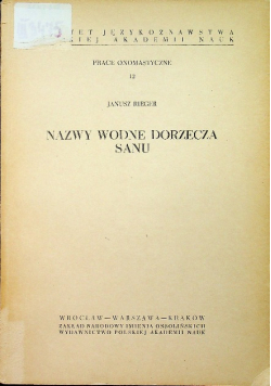 Nazwy wodne dorzecza sanu