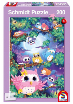 Puzzle 200 W lesie pełnym sów G3