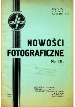 Nowości fotograficzne Nr 18 1937 r.