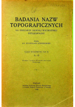 Badania nazw topograficznych 1928 r.