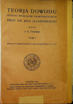 Teorja dowodu tom I i II 1925r