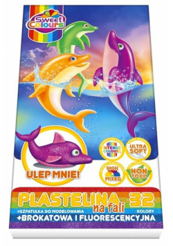 Plastelina na fali brokatowa i fluo 32 kolory