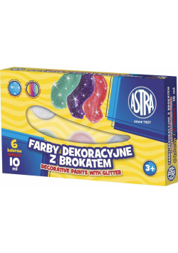 Farby plakatowe 6 kolorów 10 ml Brokat ASTRA