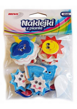 Naklejki z pianki z brokatem pogoda 18szt