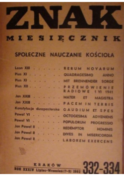Miesięcznik ZNAK Rok XXXIV Lipiec-Wrzesień 1982