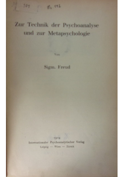 Zur Technik der Psychoanalyse und zur Metapsychologie, 1924 r.