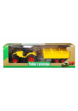 Traktor z napędem i przyczepą