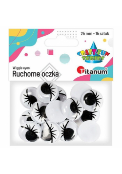 Oczy bez kleju z rzęsami 25mm mix 15szt