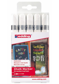 Marker kredowy 2-3mm biały 5szt