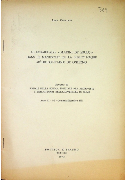 Le Formulaire Marini de Ebulo dans le manuscrit de la Bibliotheque Metropolitaine de Gniezno