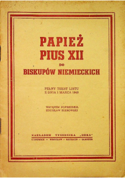 Papież Pius XII do biskupów niemieckich 1948 r.