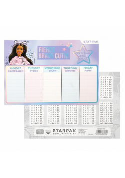 Plan lekcji z tabliczką mnożenia Barbie (25szt)