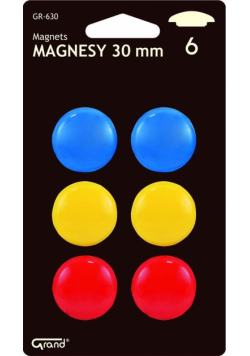 Magnes 30mm kolorowy 6szt GRAND