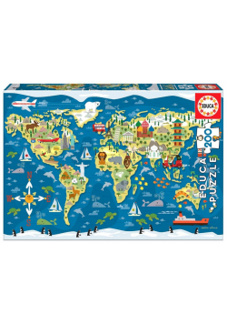Puzzle 200 Mapa świata G3
