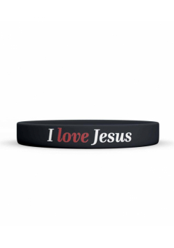 Opaska silikonowa - I love Jesus - czarna