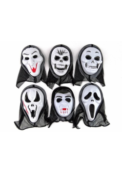 Maska na Halloween z kapturem 30x22cm MIX