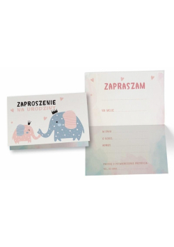 Zaproszenie ZZ-078 Słoniki (5 szt.)