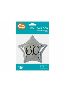 Balon foliowy 60-tka gwiazda srebrna