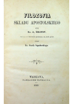 Filozofia składu Apostolskiego 1863 r