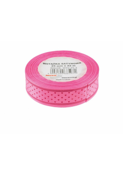 Wstążka satynowa w serca różowa 25mmx22m