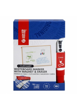 Marker do tablic z magnesem i gąbką czerw. (10szt)