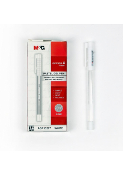 Długopis żelowy OfficeG 0,8mm biały (12szt) M&G