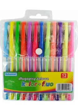 Długopisy żelowe + fluorescencyjne 12 kolorów
