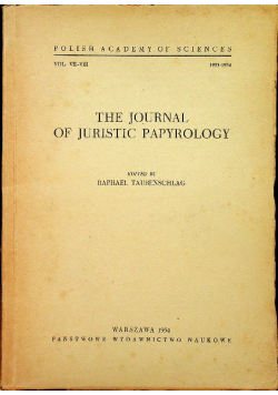 The journal of Juristic Papyrology vol VII VIII