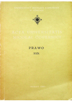 Acta universitatis Nicolai Copernici Prawo XXIX