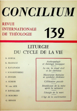 Concilium 132 Liturgie Du Cycle De La Vie