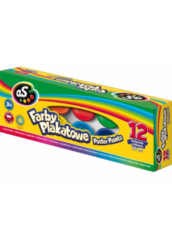 Farby plakatowe 12 kolorów 20ml AS