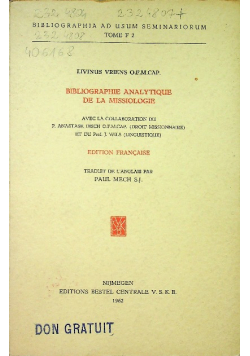 Bibliographie Analytique de la Missiologie