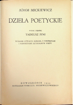 Adam Mickiewicz Dzieła poetyckie 1933 r.