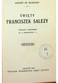 Święty Franciszek Salezy 1927r .