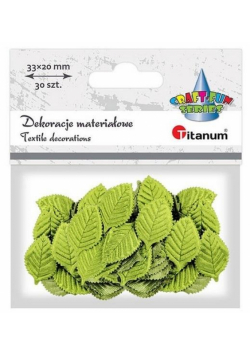 Ozdoba materiałowa liście 20x33mm jasnoziel. 30szt